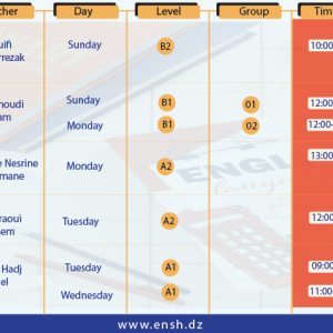 Emplois du temps/ Cours d’anglais CEIL-ENSH